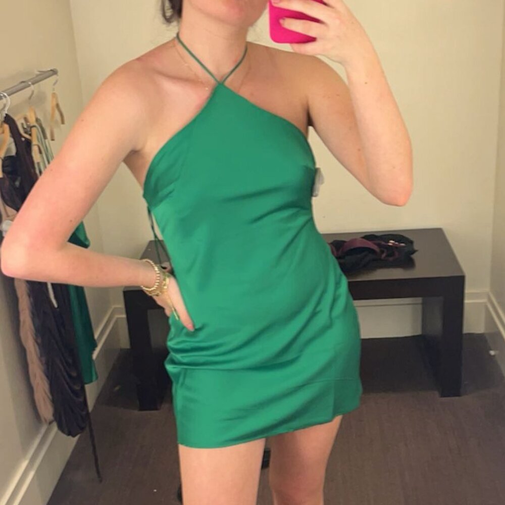 Green Satin Mini Dress